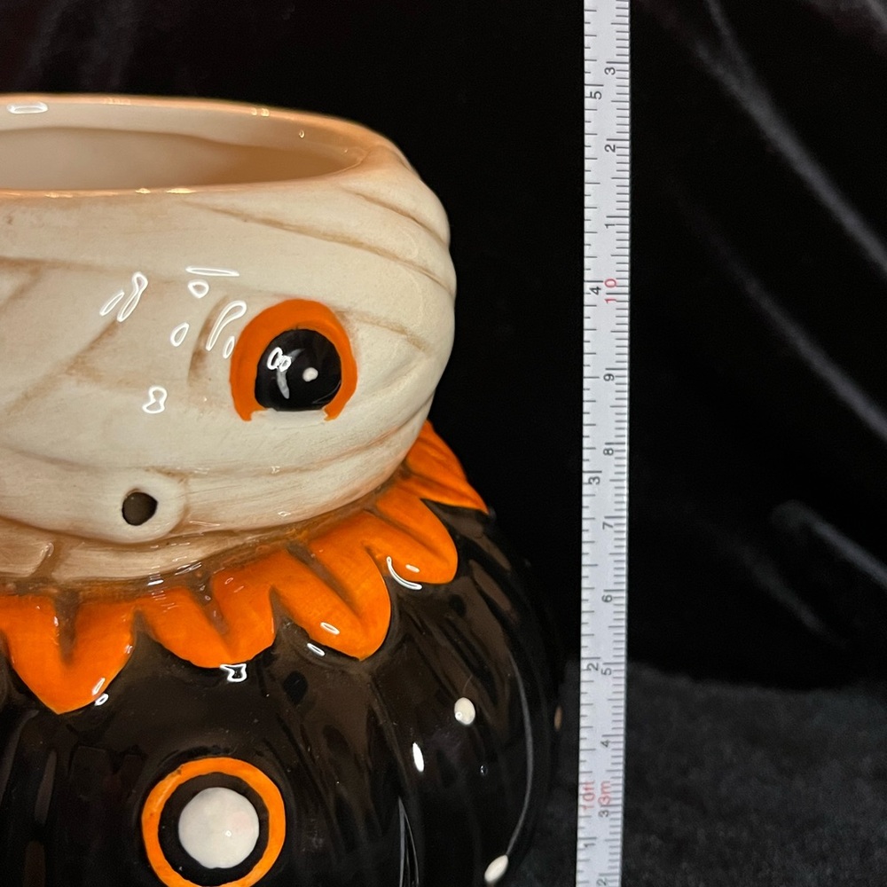 Johanna Parker NEW Spooky Mummy Pumpkin Mug - Cream and Orange - Picture 3 of 6